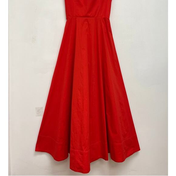 STAUD Teresa Square Neck Cross-Back Fit & Flare Midi Dress Stretch Cotton US10 - Picture 9 of 13